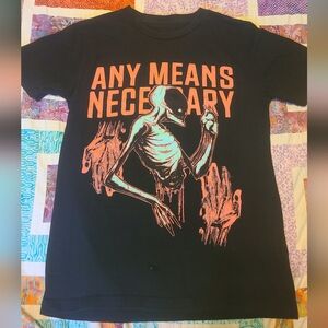 Black Graphic T-Shirt with Orange Print